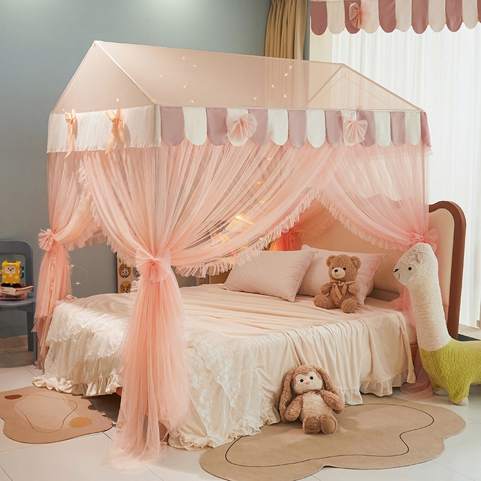 91家纺网 家纺一手货源 找家纺 富莱星蚊帐 2026春夏新款坐床支架落地蚊帐小房子-甜美公主 甜美公主-玉