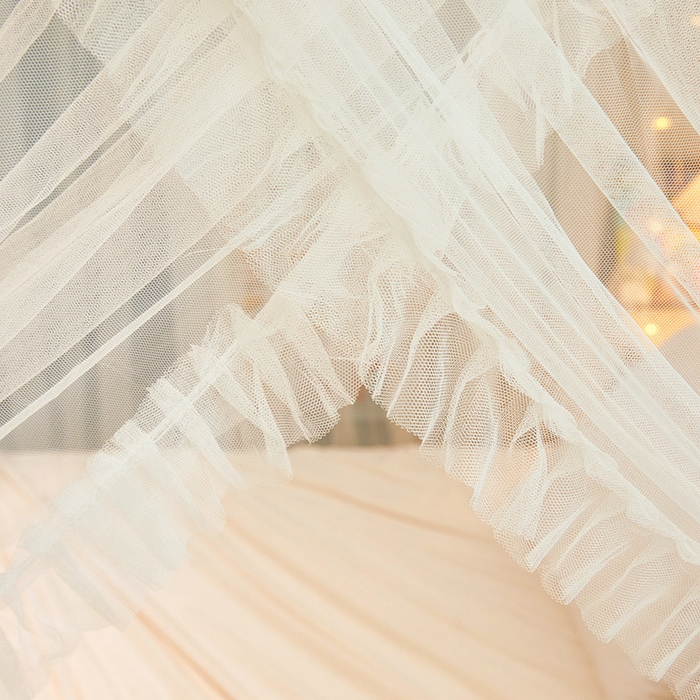 91家纺网 家纺一手货源 找家纺 富莱星蚊帐 2026春夏新款坐床支架落地蚊帐小房子-甜美公主 甜美公主-珍珠白