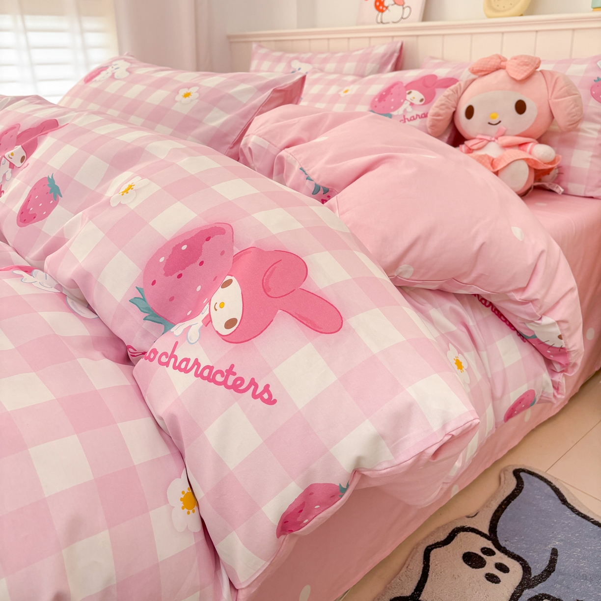 91家纺网 家纺一手货源 找家纺 （总）孩子王家纺 2026新款卡通A类全棉纯棉正版授权小版三丽鸥系列四件套（含防伪码）