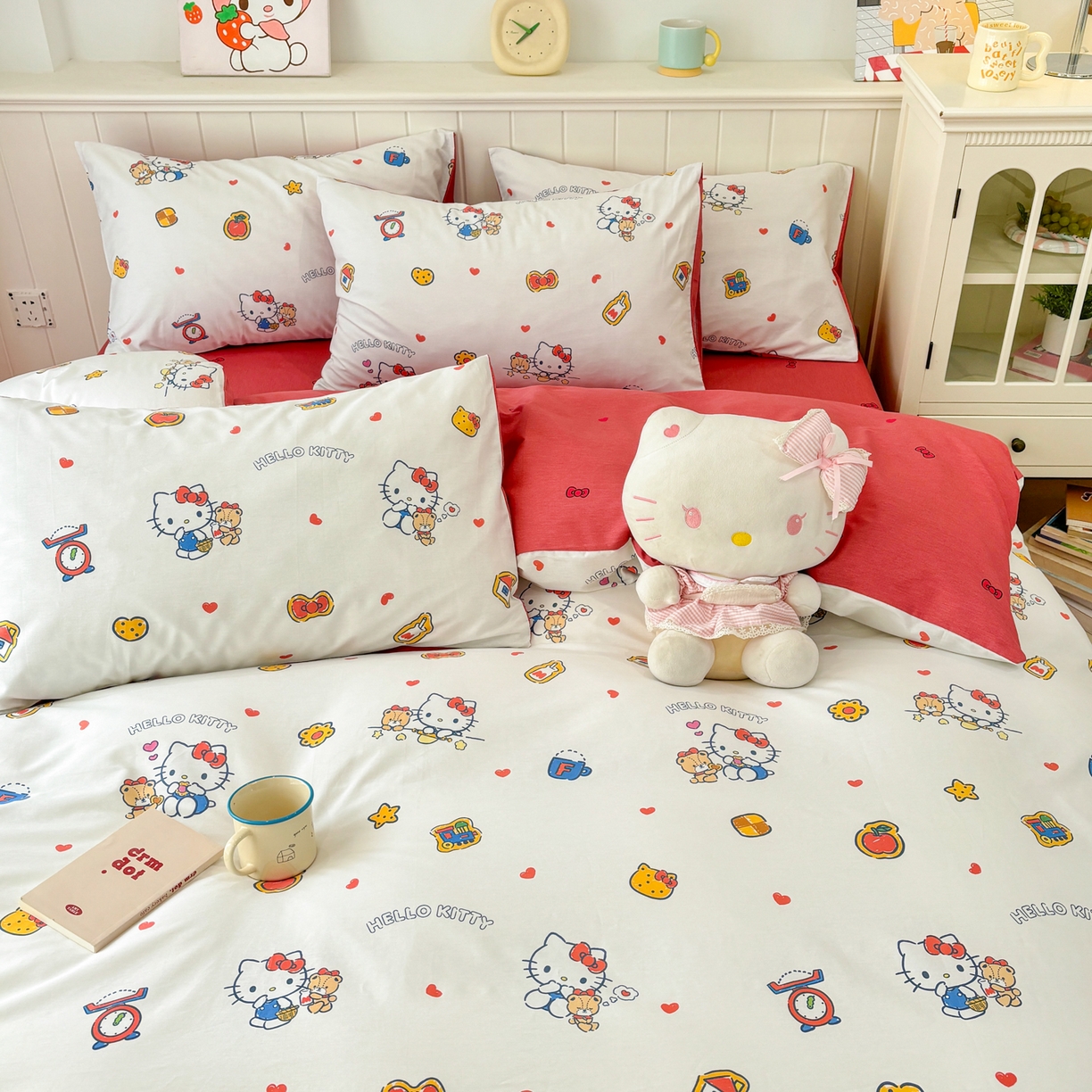 91家纺网 家纺一手货源 找家纺 孩子王家纺 2026新款卡通A类全棉纯棉正版授权小版三丽鸥系列四件套（含防伪码） 多彩kt