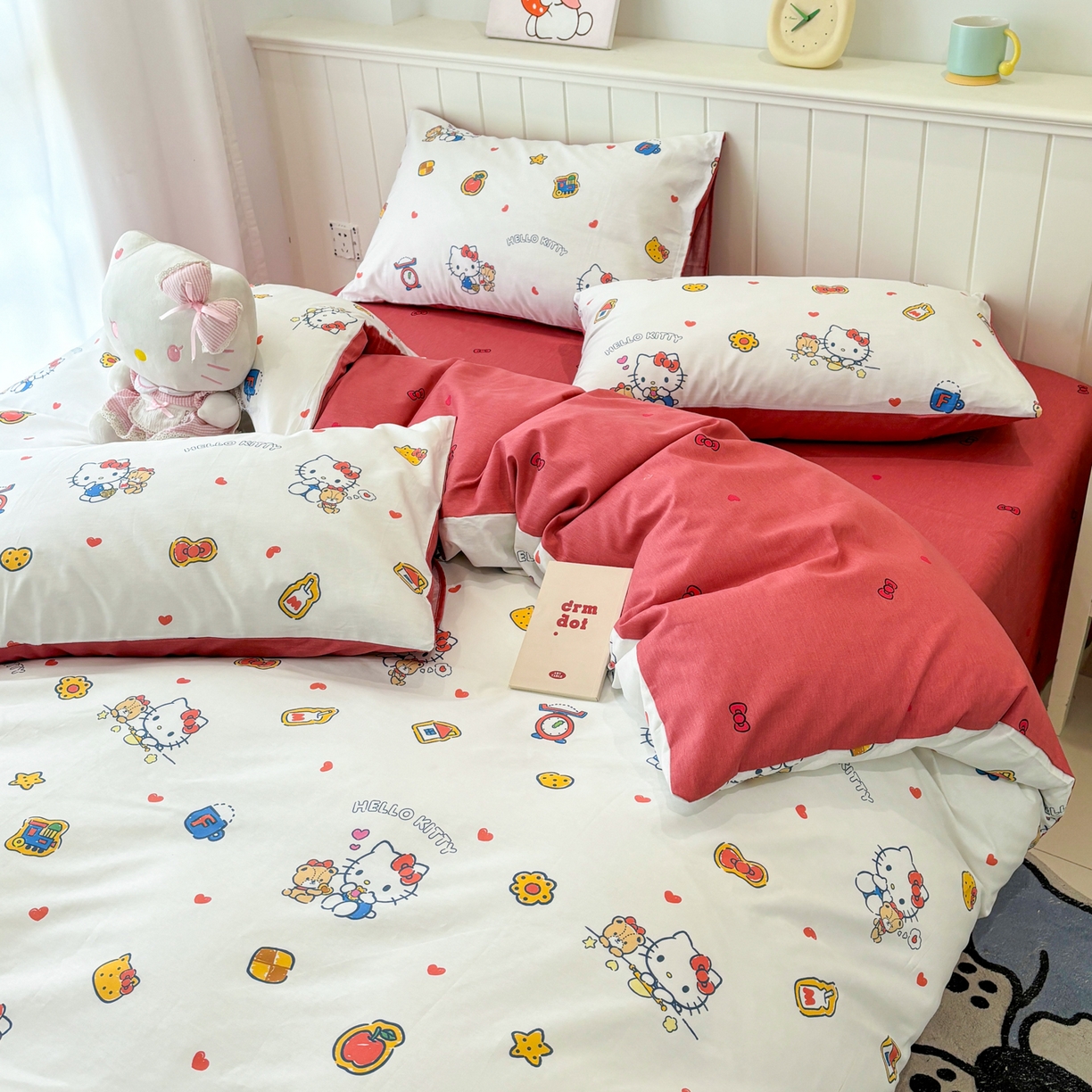 91家纺网 家纺一手货源 找家纺 孩子王家纺 2026新款卡通A类全棉纯棉正版授权小版三丽鸥系列四件套（含防伪码） 多彩kt