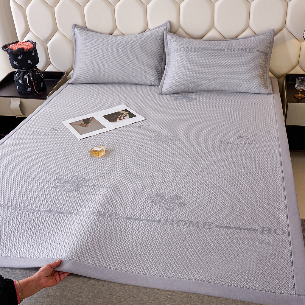 梵克保罗 2026新款A类凉感豆豆席平铺款凉席席子-落叶 平铺款-落叶灰色