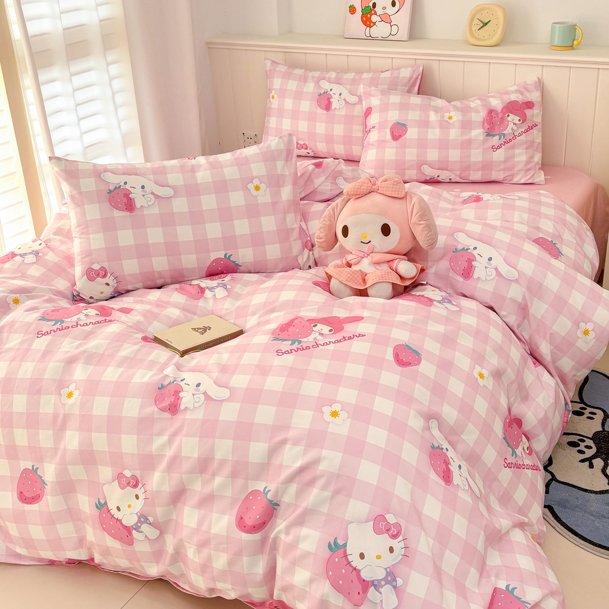 91家纺网 家纺一手货源 找家纺 孩子王家纺 2026新款卡通A类全棉纯棉正版授权小版三丽鸥系列四件套（含防伪码） 奶芙美乐蒂