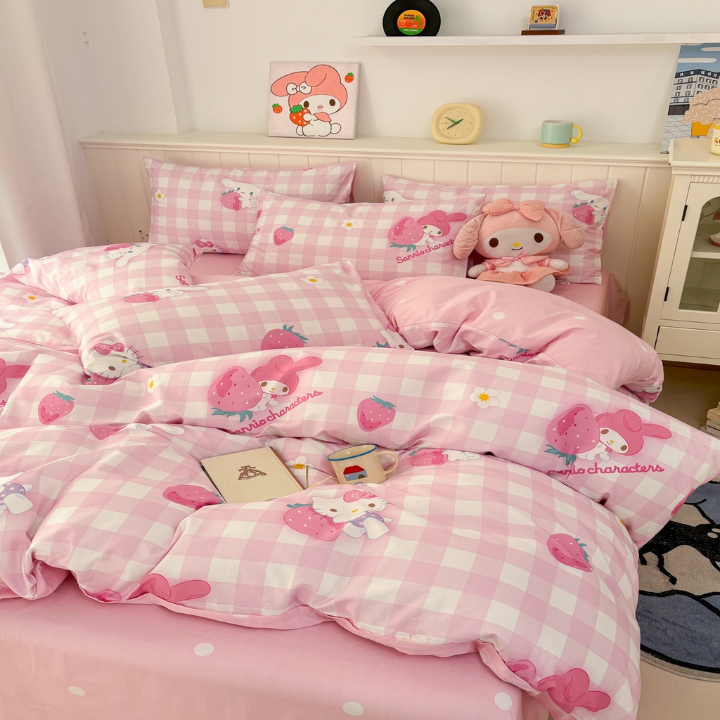 91家纺网 家纺一手货源 找家纺 孩子王家纺 2026新款卡通A类全棉纯棉正版授权小版三丽鸥系列四件套（含防伪码） 奶芙美乐蒂