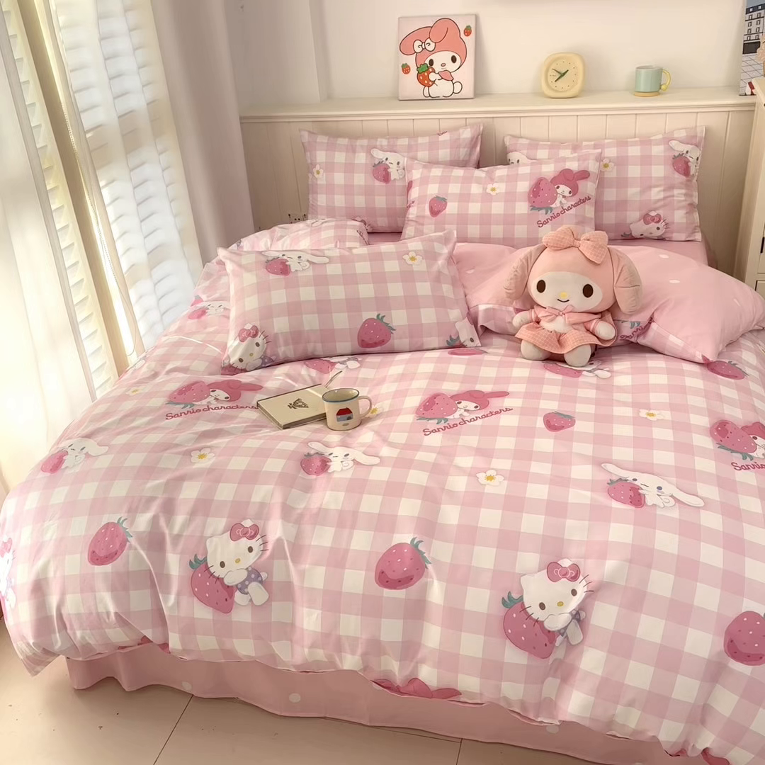 91家纺网 家纺一手货源 找家纺 孩子王家纺 2026新款卡通A类全棉纯棉正版授权小版三丽鸥系列四件套（含防伪码） 奶芙美乐蒂