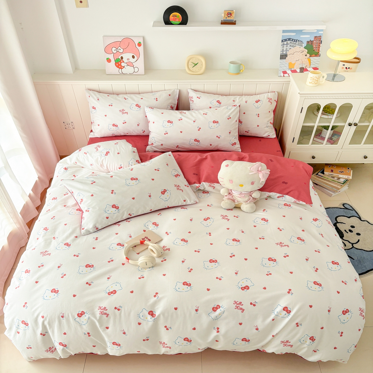 91家纺网 家纺一手货源 找家纺 孩子王家纺 2026新款卡通A类全棉纯棉正版授权小版三丽鸥系列四件套（含防伪码）你好凯蒂