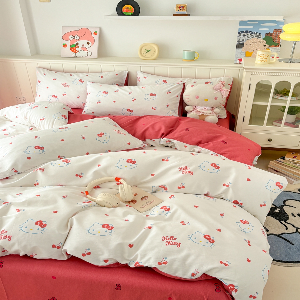 91家纺网 家纺一手货源 找家纺 孩子王家纺 2026新款卡通A类全棉纯棉正版授权小版三丽鸥系列四件套（含防伪码）你好凯蒂