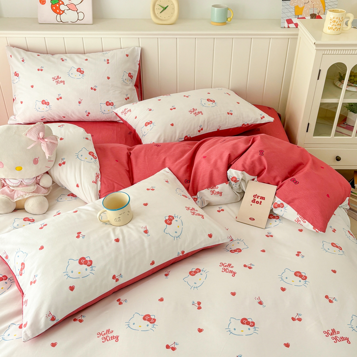 91家纺网 家纺一手货源 找家纺 孩子王家纺 2026新款卡通A类全棉纯棉正版授权小版三丽鸥系列四件套（含防伪码）你好凯蒂