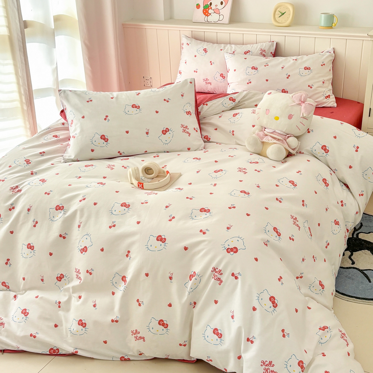 91家纺网 家纺一手货源 找家纺 孩子王家纺 2026新款卡通A类全棉纯棉正版授权小版三丽鸥系列四件套（含防伪码）你好凯蒂