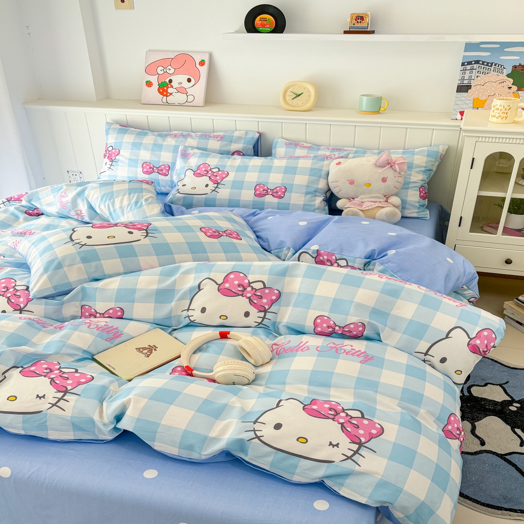 91家纺网 家纺一手货源 找家纺 孩子王家纺 2026新款卡通A类全棉纯棉正版授权小版三丽鸥系列四件套（含防伪码）甜美kt