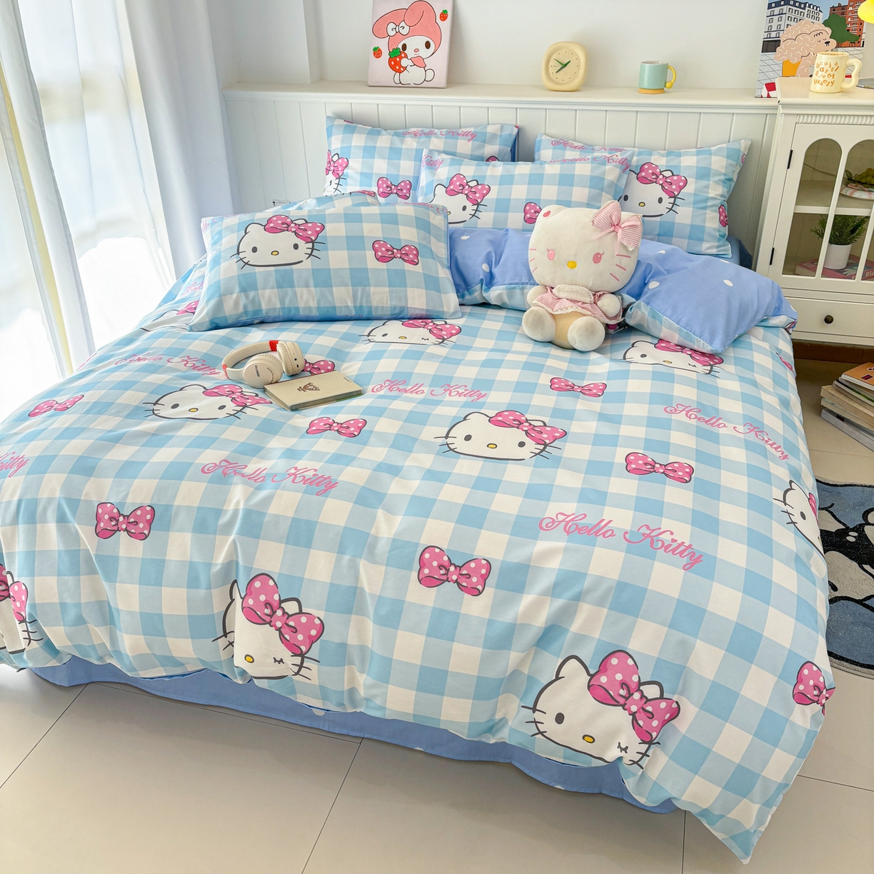 91家纺网 家纺一手货源 找家纺 孩子王家纺 2026新款卡通A类全棉纯棉正版授权小版三丽鸥系列四件套（含防伪码）甜美kt