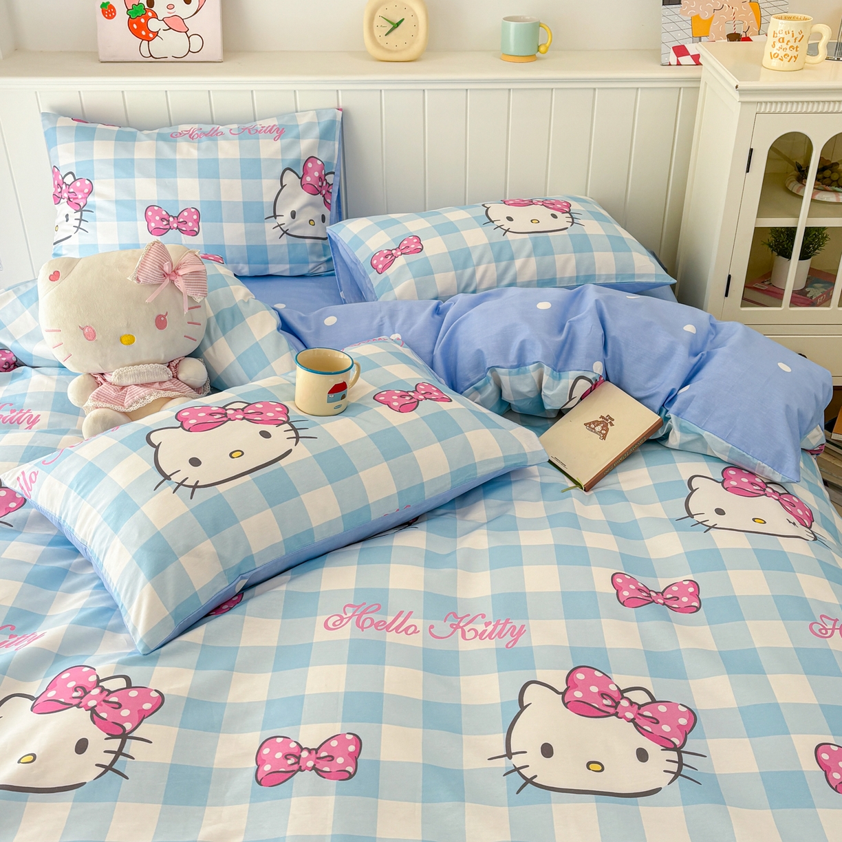 91家纺网 家纺一手货源 找家纺 孩子王家纺 2026新款卡通A类全棉纯棉正版授权小版三丽鸥系列四件套（含防伪码）甜美kt