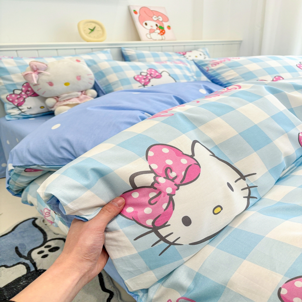 91家纺网 家纺一手货源 找家纺 孩子王家纺 2026新款卡通A类全棉纯棉正版授权小版三丽鸥系列四件套（含防伪码）甜美kt