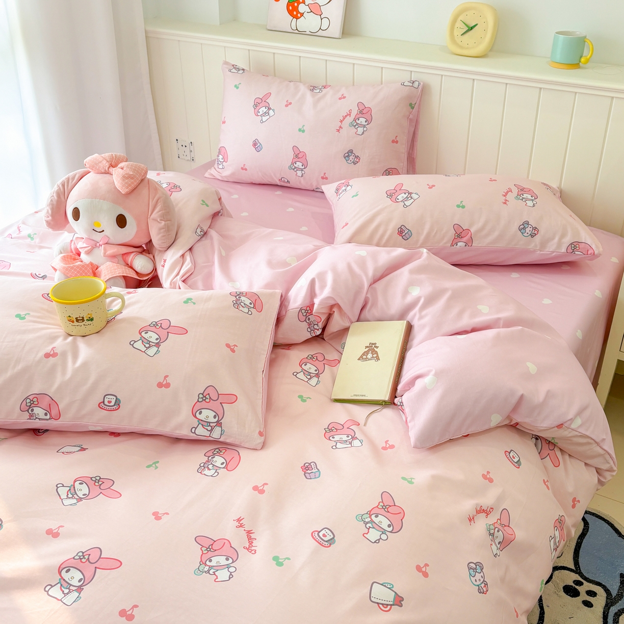 91家纺网 家纺一手货源 找家纺 孩子王家纺 2026新款卡通A类全棉纯棉正版授权小版三丽鸥系列四件套（含防伪码）软糖美乐蒂