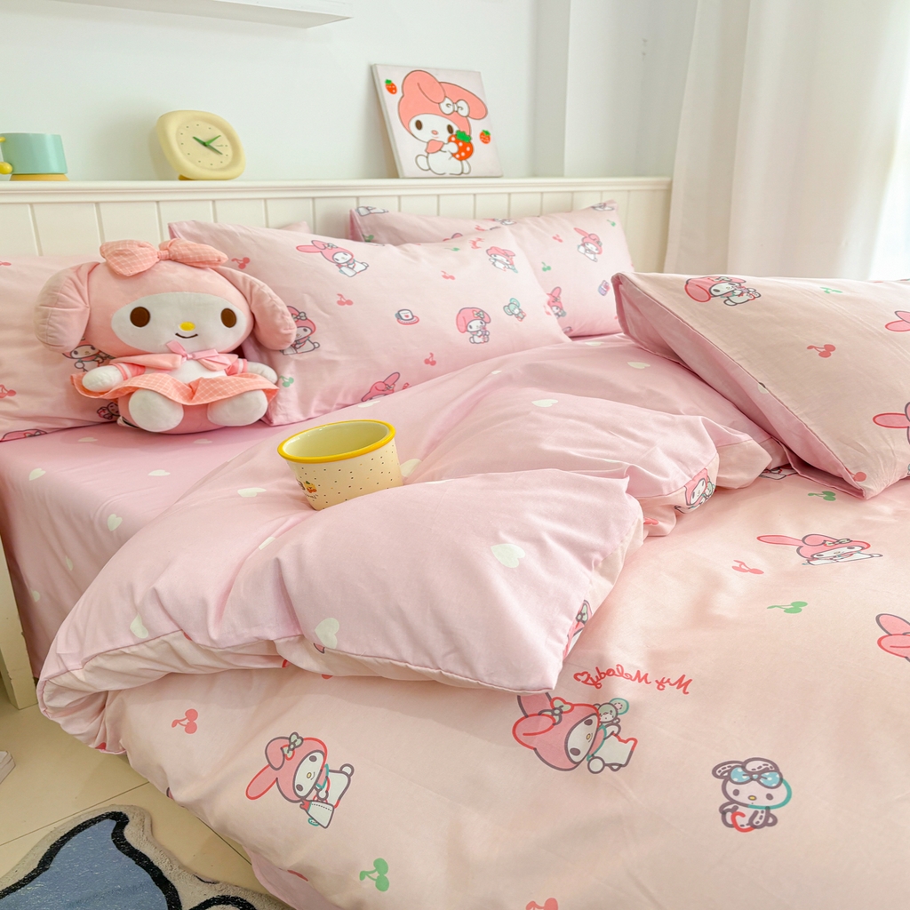 91家纺网 家纺一手货源 找家纺 孩子王家纺 2026新款卡通A类全棉纯棉正版授权小版三丽鸥系列四件套（含防伪码）软糖美乐蒂