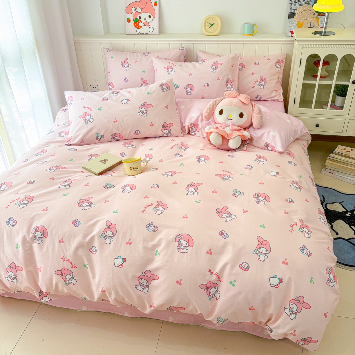 91家纺网 家纺一手货源 找家纺 孩子王家纺 2026新款卡通A类全棉纯棉正版授权小版三丽鸥系列四件套（含防伪码）软糖美乐蒂