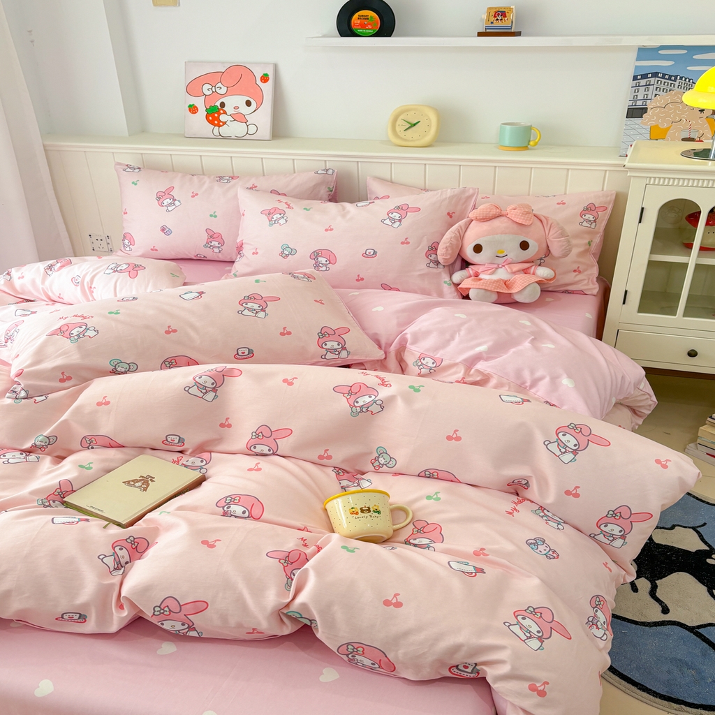 91家纺网 家纺一手货源 找家纺 孩子王家纺 2026新款卡通A类全棉纯棉正版授权小版三丽鸥系列四件套（含防伪码）软糖美乐蒂