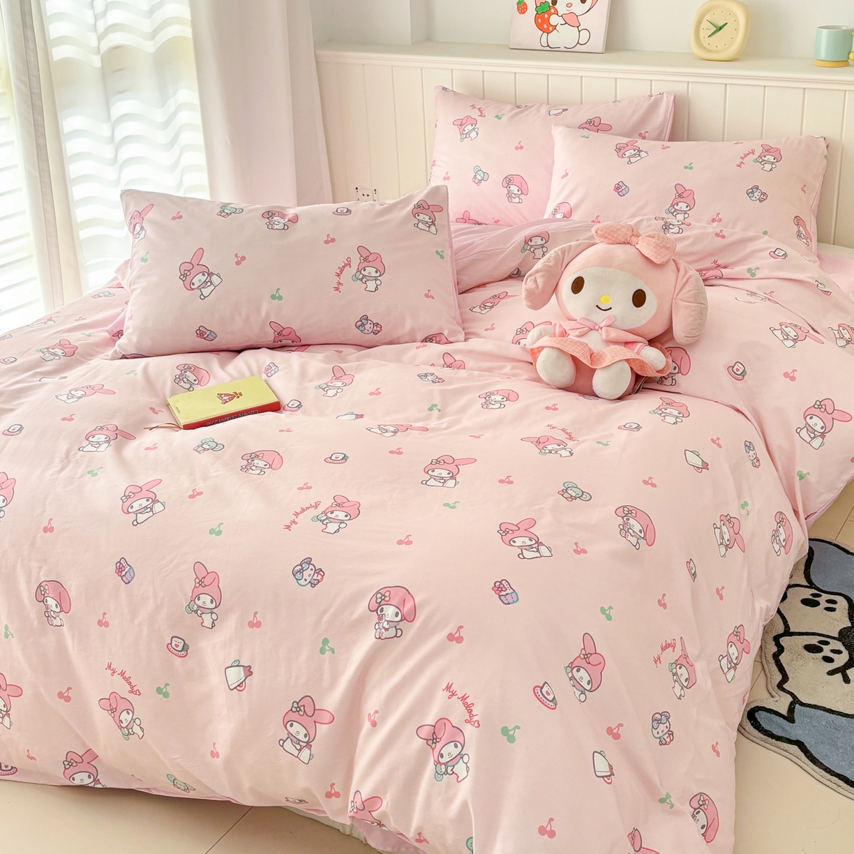 91家纺网 家纺一手货源 找家纺 孩子王家纺 2026新款卡通A类全棉纯棉正版授权小版三丽鸥系列四件套（含防伪码）软糖美乐蒂