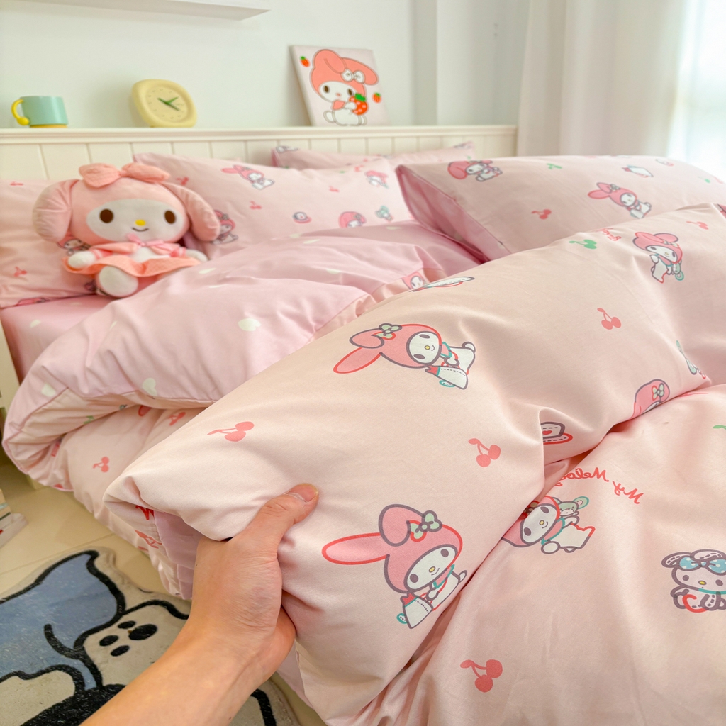 91家纺网 家纺一手货源 找家纺 孩子王家纺 2026新款卡通A类全棉纯棉正版授权小版三丽鸥系列四件套（含防伪码）软糖美乐蒂