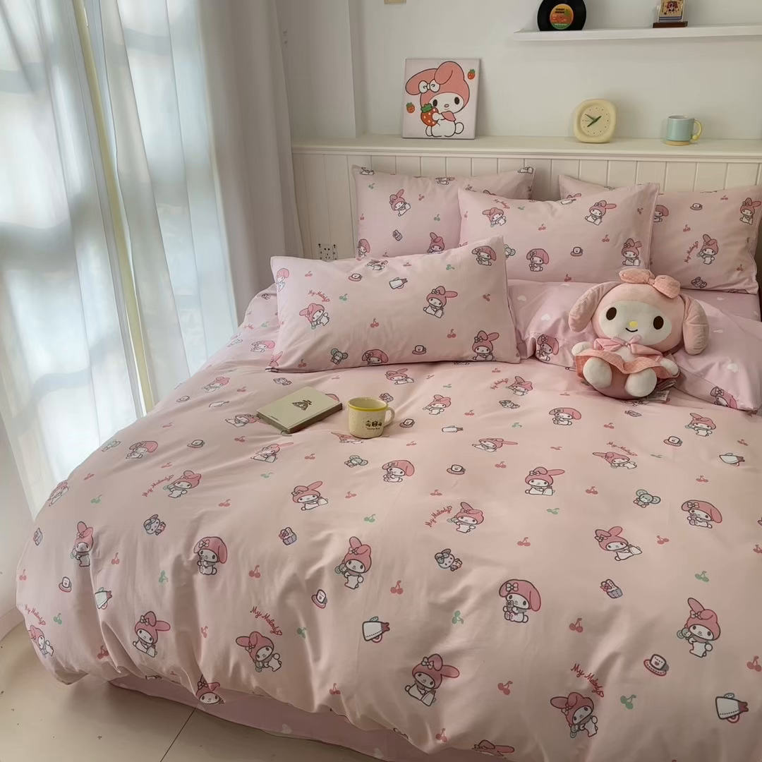 91家纺网 家纺一手货源 找家纺 孩子王家纺 2026新款卡通A类全棉纯棉正版授权小版三丽鸥系列四件套（含防伪码）软糖美乐蒂