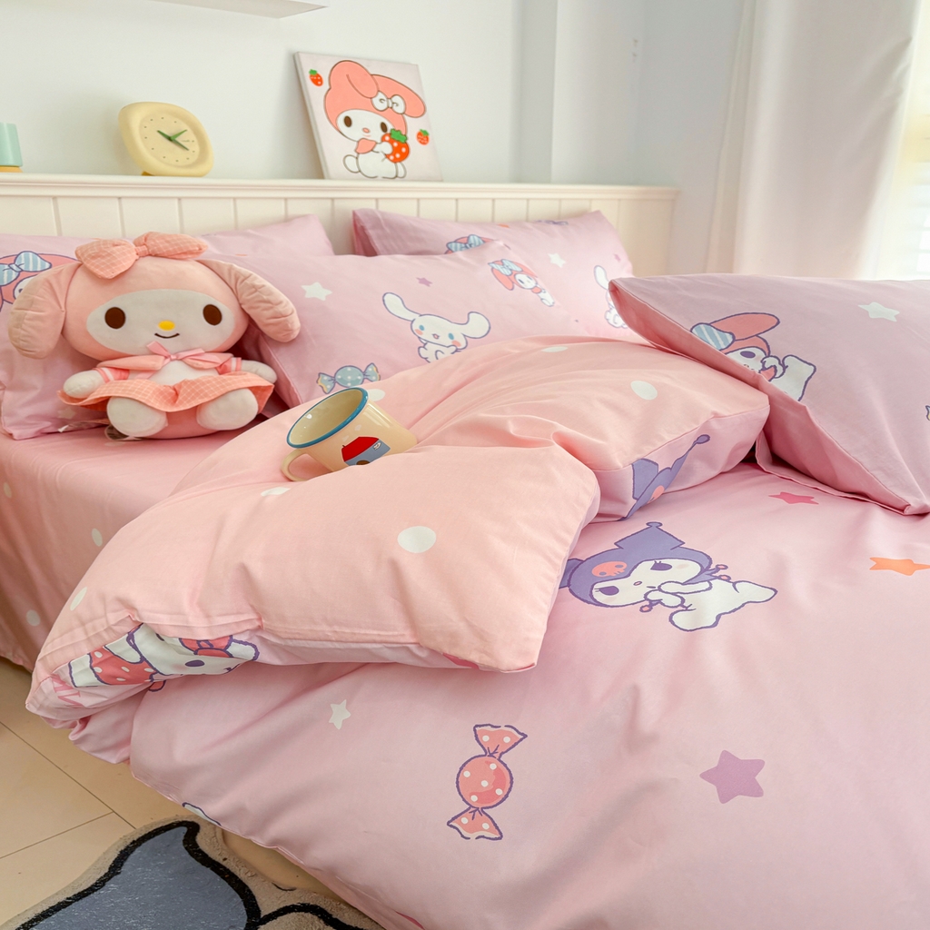 91家纺网 家纺一手货源 找家纺 孩子王家纺 2026新款卡通A类全棉纯棉正版授权小版三丽鸥系列四件套（含防伪码）甜心大派对
