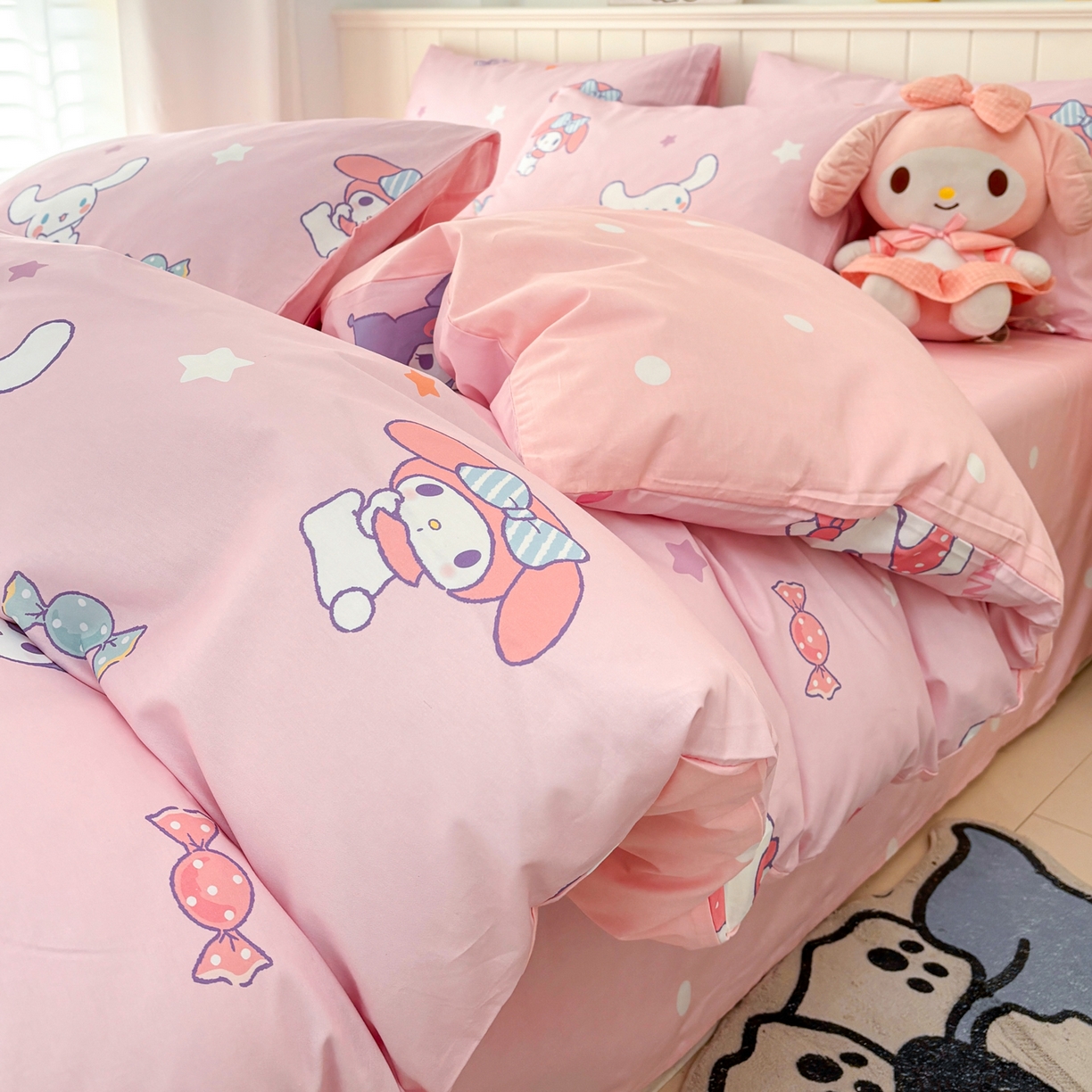 孩子王家纺 2026新款卡通A类全棉纯棉正版授权小版三丽鸥系列四件套（含防伪码）甜心大派对