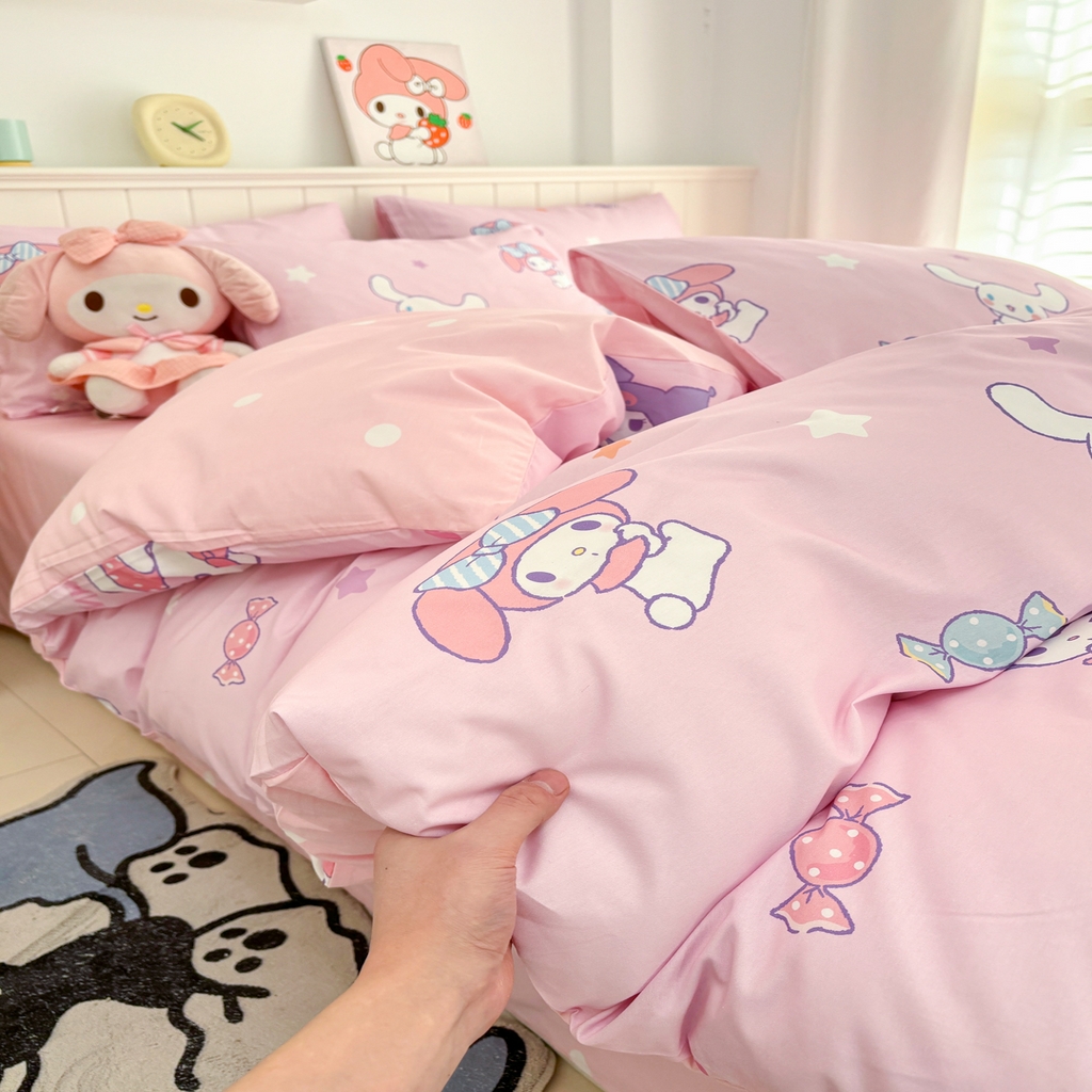 91家纺网 家纺一手货源 找家纺 孩子王家纺 2026新款卡通A类全棉纯棉正版授权小版三丽鸥系列四件套（含防伪码）甜心大派对