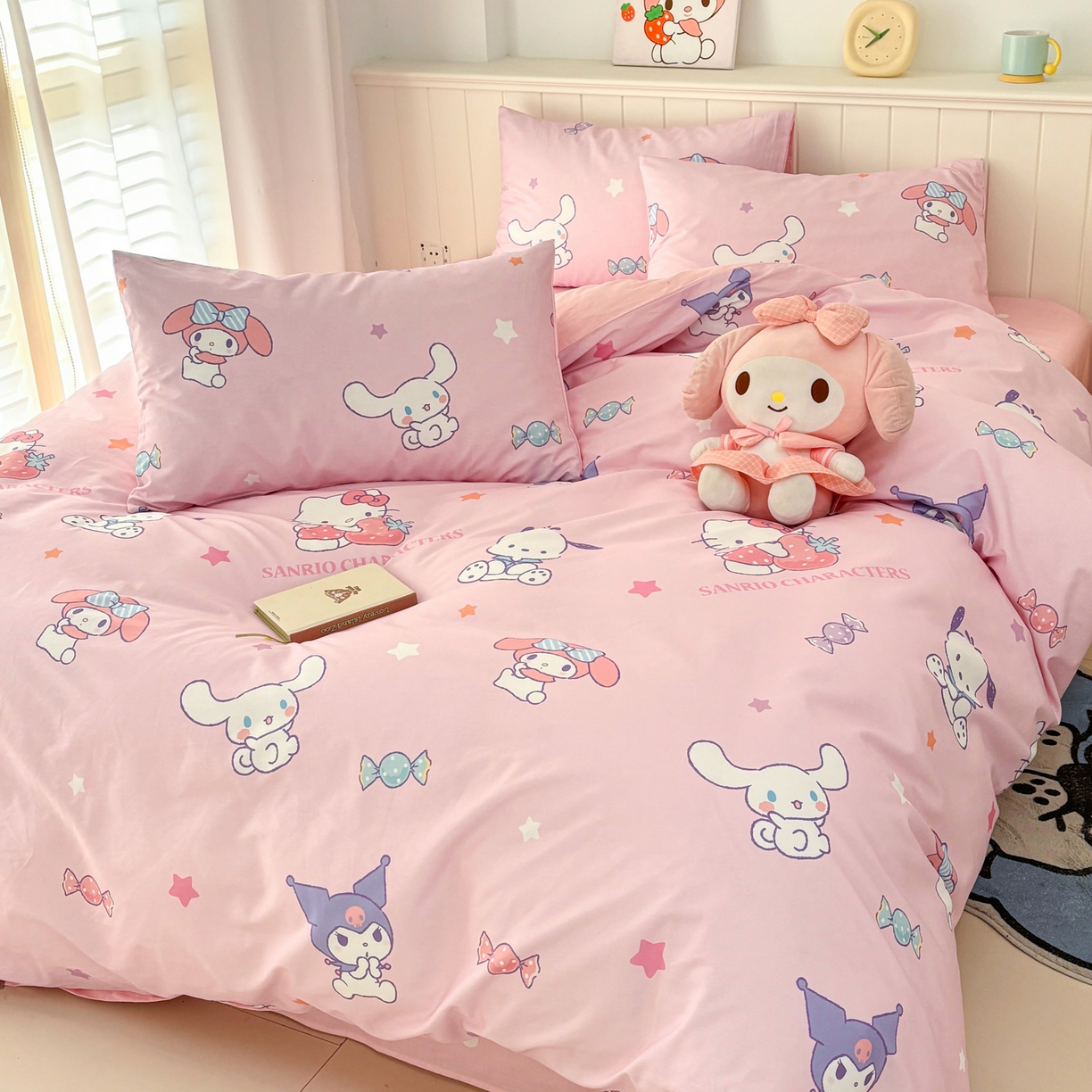 91家纺网 家纺一手货源 找家纺 孩子王家纺 2026新款卡通A类全棉纯棉正版授权小版三丽鸥系列四件套（含防伪码）甜心大派对