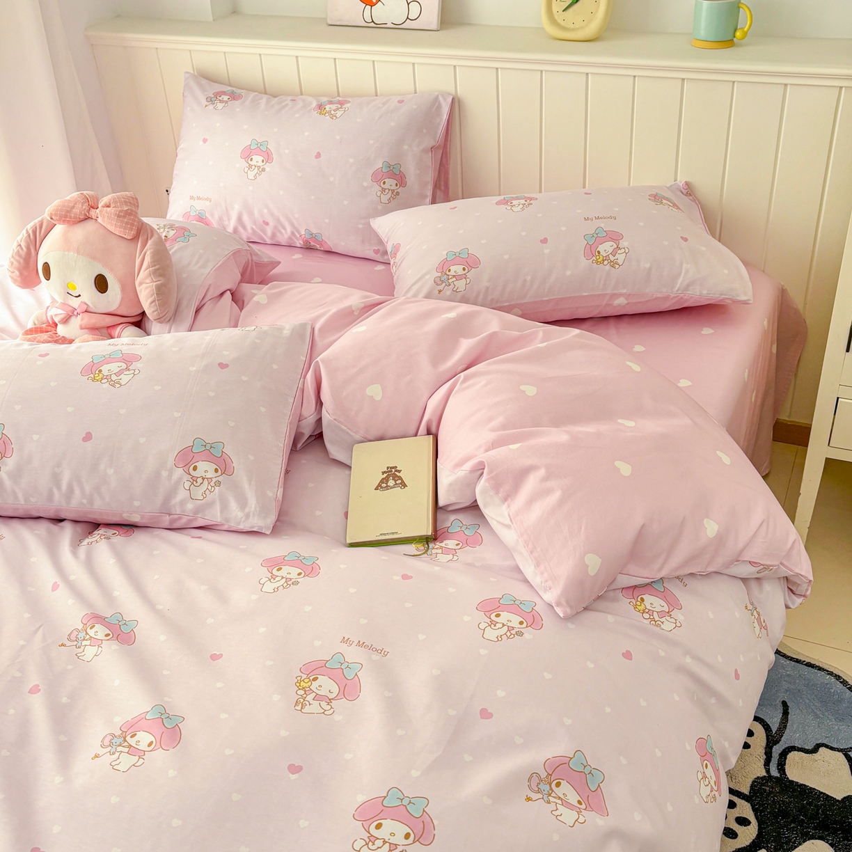 91家纺网 家纺一手货源 找家纺 孩子王家纺 2026新款卡通A类全棉纯棉正版授权小版三丽鸥系列四件套（含防伪码）真爱美乐蒂