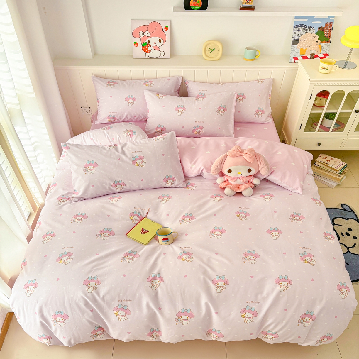 91家纺网 家纺一手货源 找家纺 孩子王家纺 2026新款卡通A类全棉纯棉正版授权小版三丽鸥系列四件套（含防伪码）真爱美乐蒂