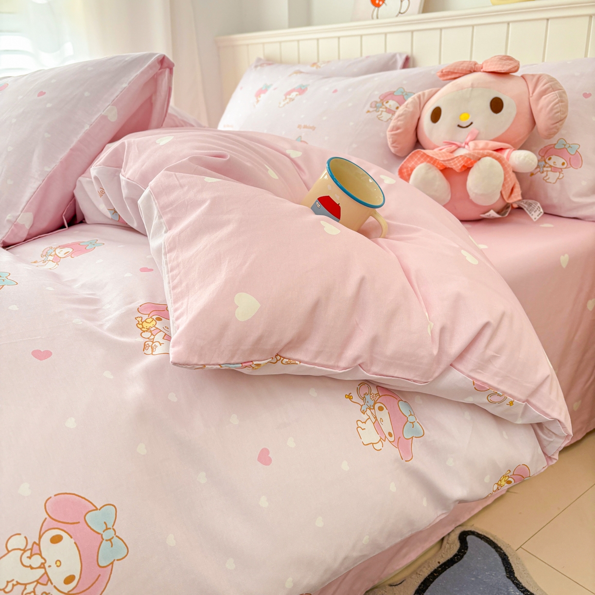 91家纺网 家纺一手货源 找家纺 孩子王家纺 2026新款卡通A类全棉纯棉正版授权小版三丽鸥系列四件套（含防伪码）真爱美乐蒂