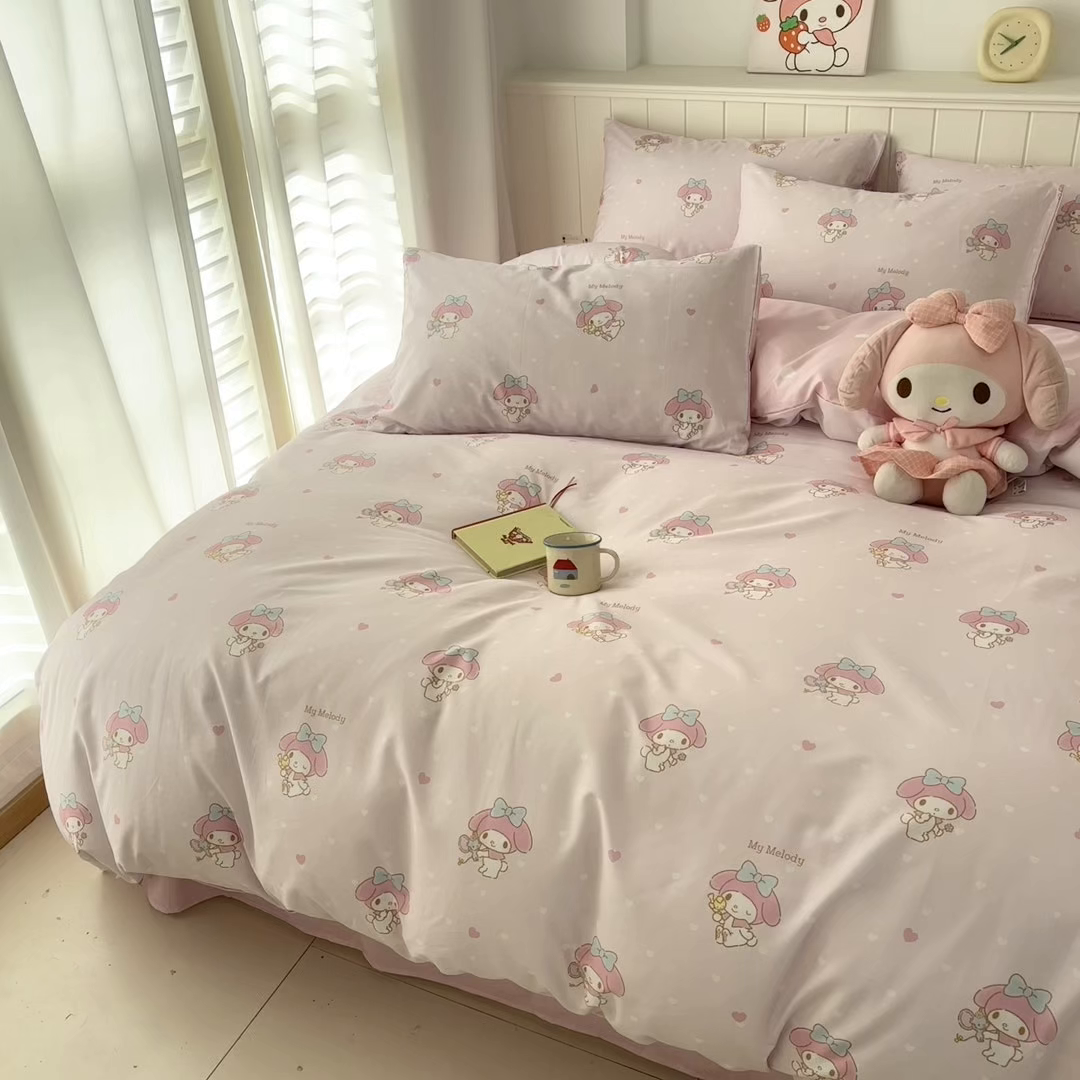 91家纺网 家纺一手货源 找家纺 孩子王家纺 2026新款卡通A类全棉纯棉正版授权小版三丽鸥系列四件套（含防伪码）真爱美乐蒂