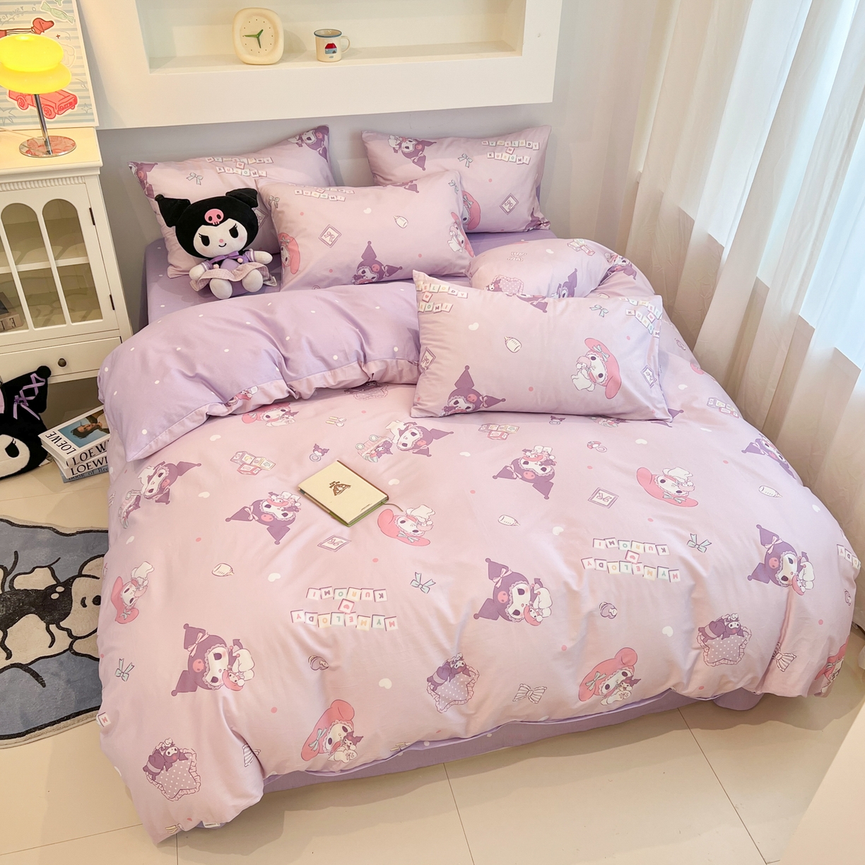 91家纺网 家纺一手货源 找家纺 孩子王家纺 2026新款卡通A类全棉纯棉正版授权小版三丽鸥系列四件套（含防伪码） 甜库伙伴