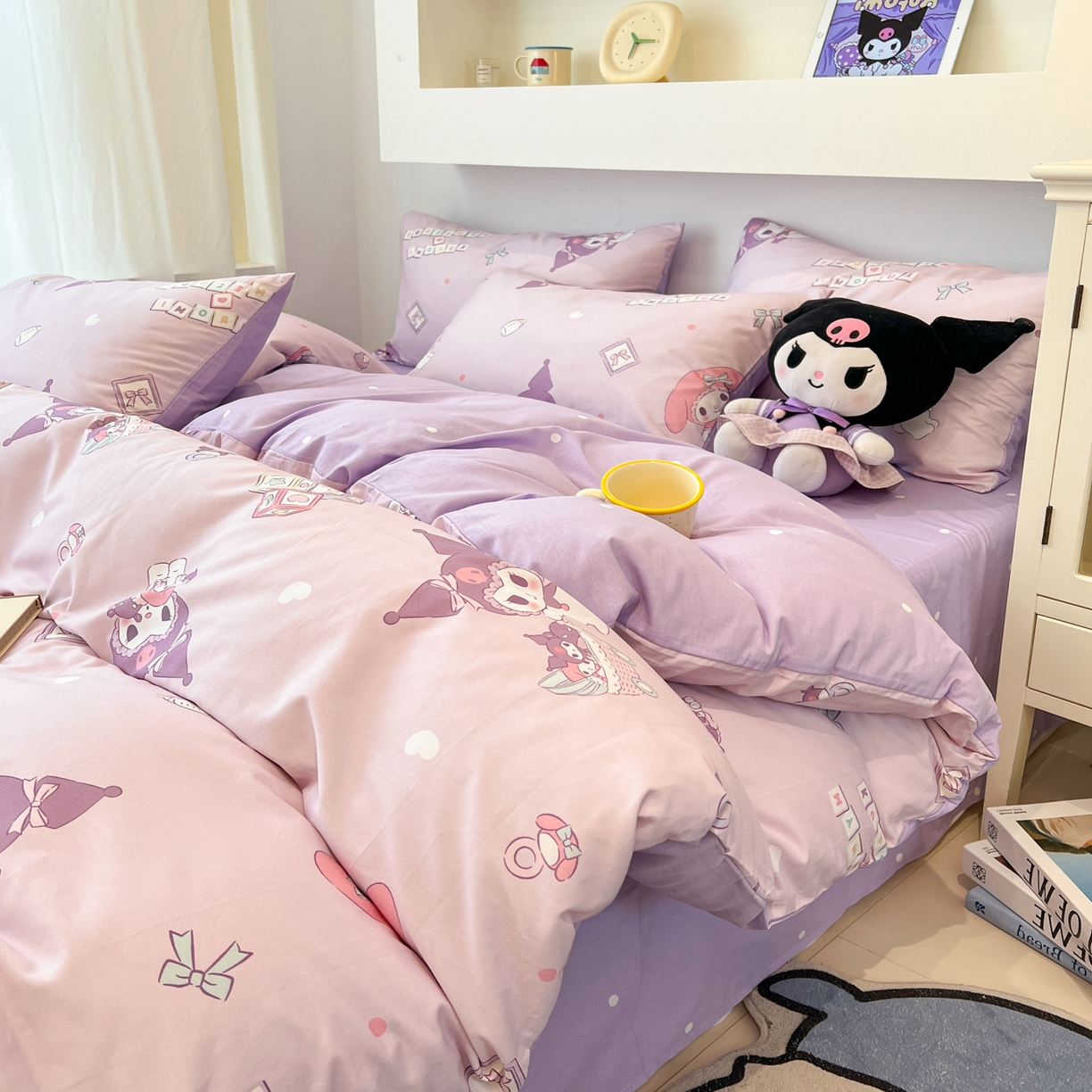 91家纺网 家纺一手货源 找家纺 孩子王家纺 2026新款卡通A类全棉纯棉正版授权小版三丽鸥系列四件套（含防伪码） 甜库伙伴