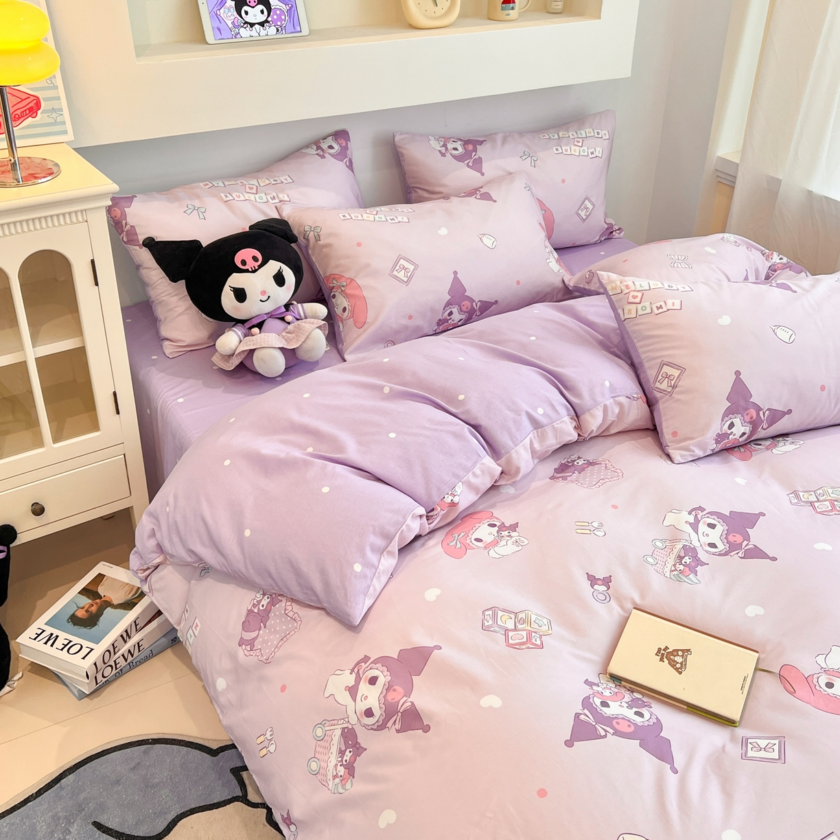 91家纺网 家纺一手货源 找家纺 孩子王家纺 2026新款卡通A类全棉纯棉正版授权小版三丽鸥系列四件套（含防伪码） 甜库伙伴