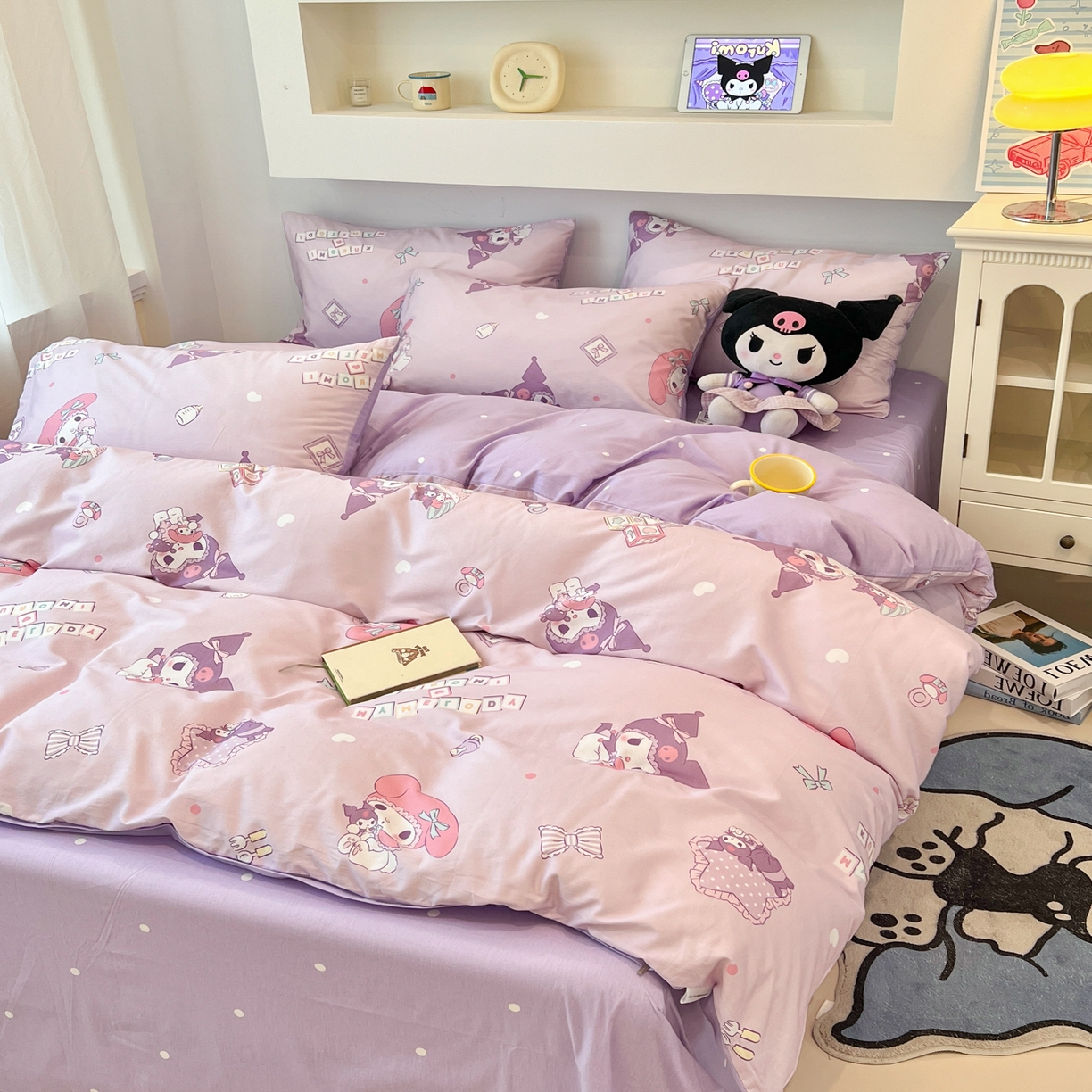 91家纺网 家纺一手货源 找家纺 孩子王家纺 2026新款卡通A类全棉纯棉正版授权小版三丽鸥系列四件套（含防伪码） 甜库伙伴