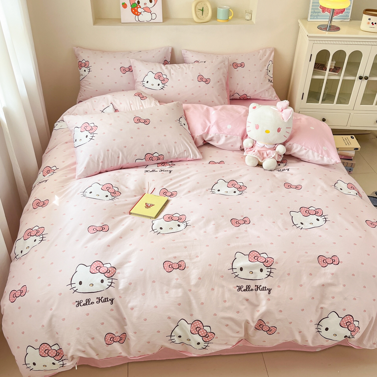 91家纺网 家纺一手货源 找家纺 孩子王家纺 2026新款卡通A类全棉纯棉正版授权小版三丽鸥系列四件套（含防伪码） 甜糯凯蒂