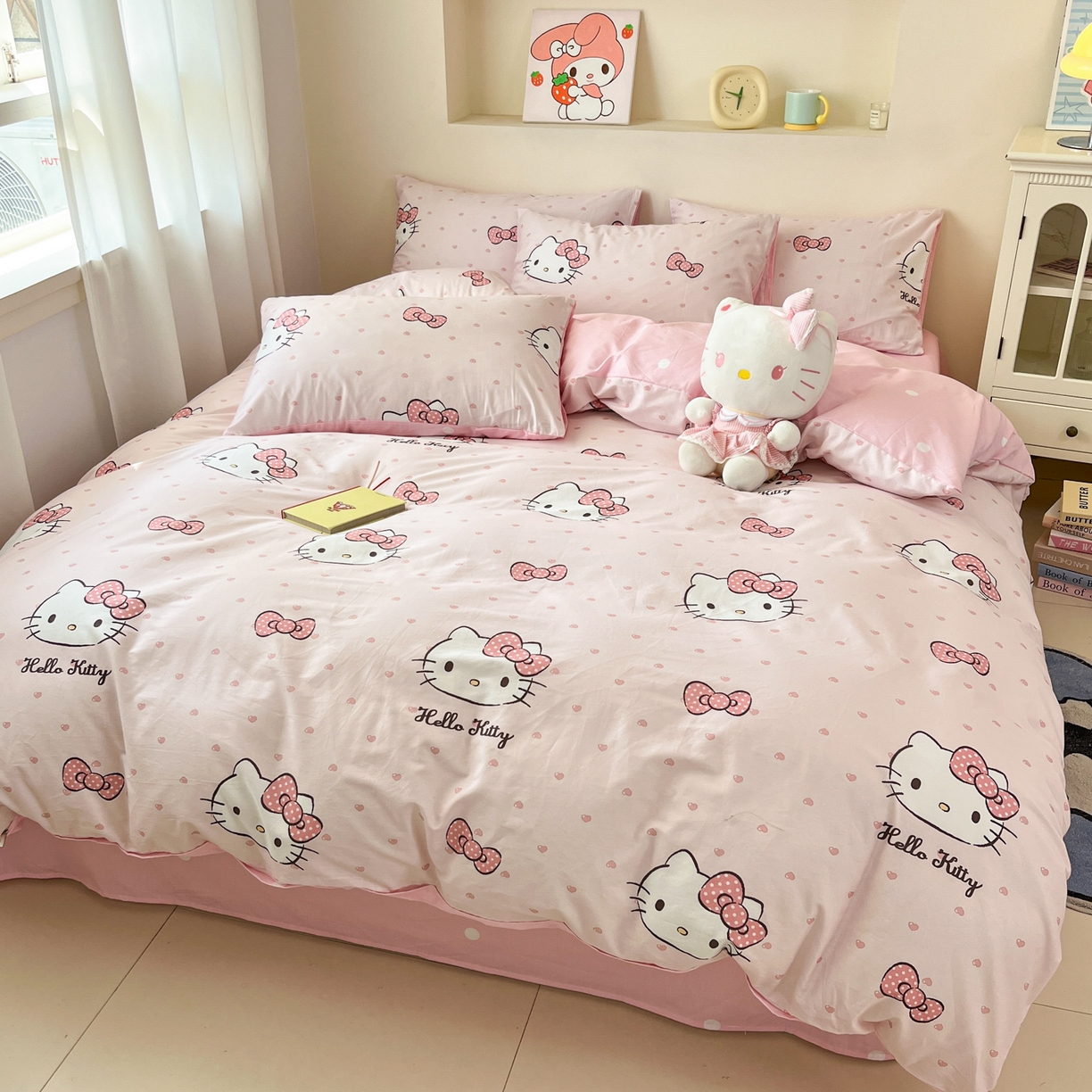 91家纺网 家纺一手货源 找家纺 孩子王家纺 2026新款卡通A类全棉纯棉正版授权小版三丽鸥系列四件套（含防伪码） 甜糯凯蒂