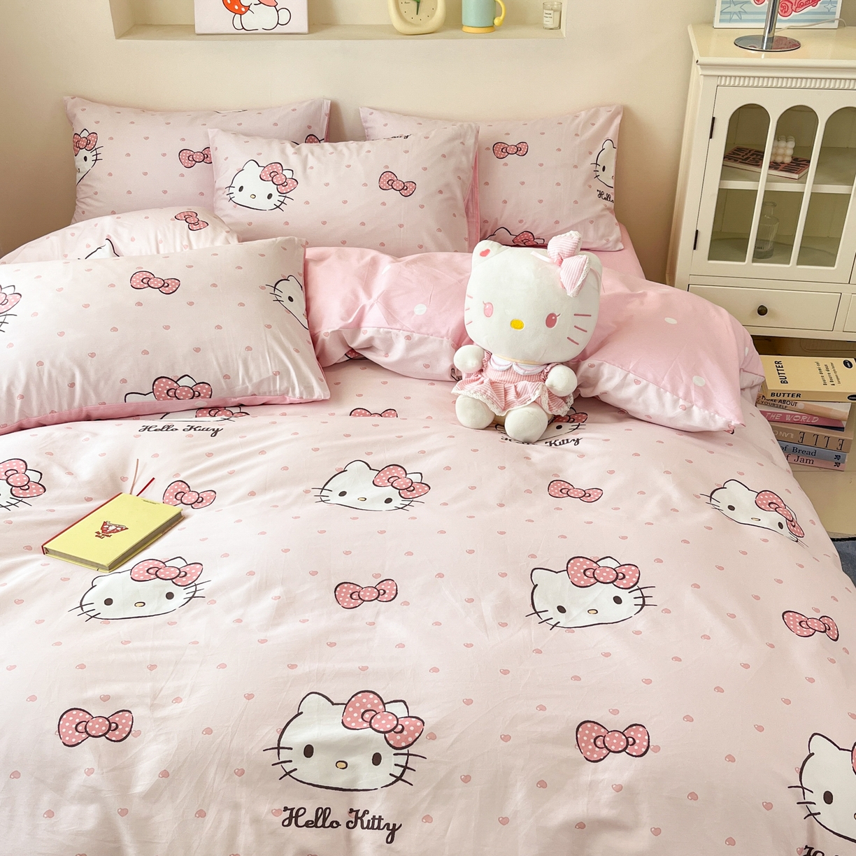 91家纺网 家纺一手货源 找家纺 孩子王家纺 2026新款卡通A类全棉纯棉正版授权小版三丽鸥系列四件套（含防伪码） 甜糯凯蒂