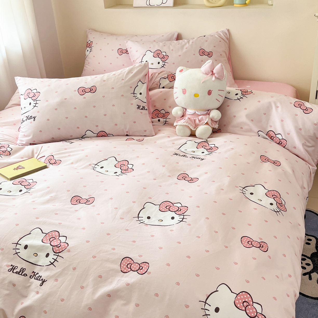 91家纺网 家纺一手货源 找家纺 孩子王家纺 2026新款卡通A类全棉纯棉正版授权小版三丽鸥系列四件套（含防伪码） 甜糯凯蒂