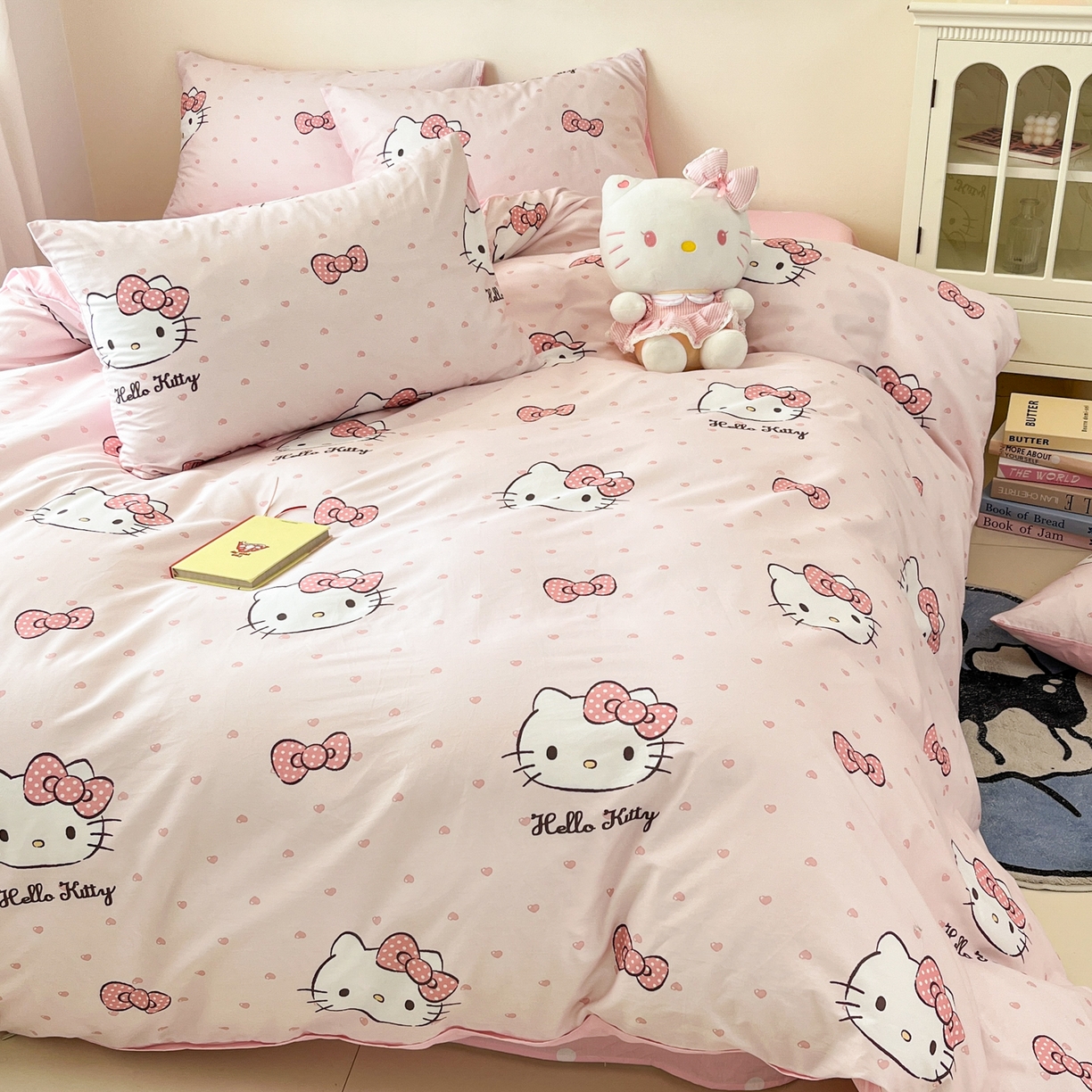 91家纺网 家纺一手货源 找家纺 孩子王家纺 2026新款卡通A类全棉纯棉正版授权小版三丽鸥系列四件套（含防伪码） 甜糯凯蒂