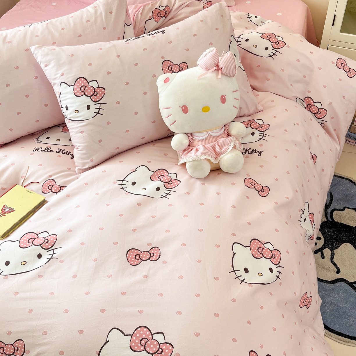 91家纺网 家纺一手货源 找家纺 孩子王家纺 2026新款卡通A类全棉纯棉正版授权小版三丽鸥系列四件套（含防伪码） 甜糯凯蒂