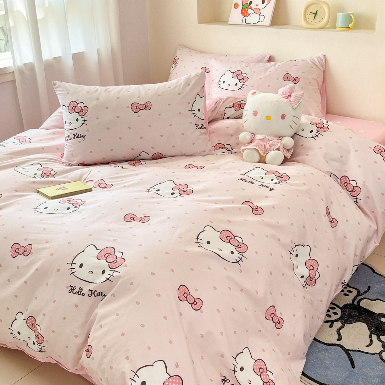 91家纺网 家纺一手货源 找家纺 孩子王家纺 2026新款卡通A类全棉纯棉正版授权小版三丽鸥系列四件套（含防伪码） 甜糯凯蒂