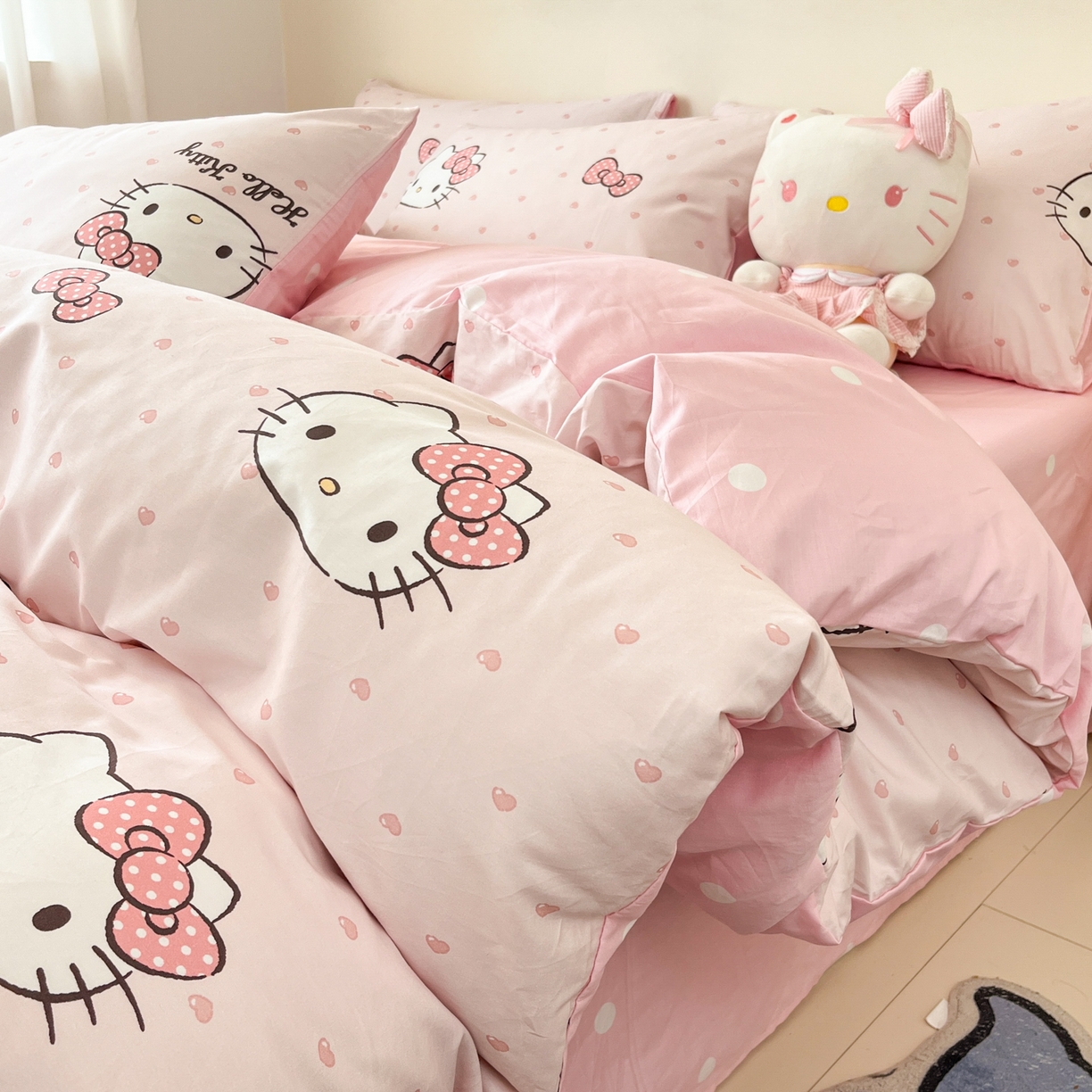 孩子王家纺 2026新款卡通A类全棉纯棉正版授权小版三丽鸥系列四件套（含防伪码） 甜糯凯蒂