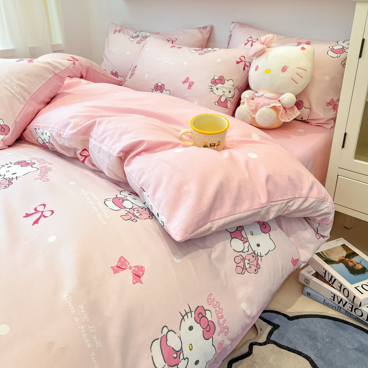 91家纺网 家纺一手货源 找家纺 孩子王家纺 2026新款卡通A类全棉纯棉正版授权小版三丽鸥系列四件套（含防伪码） 甜甜kt