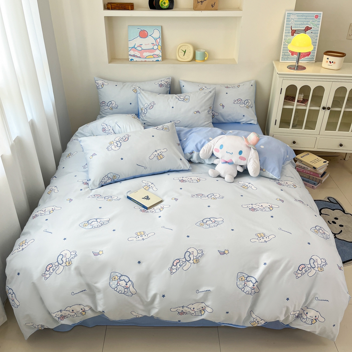 91家纺网 家纺一手货源 找家纺 孩子王家纺 2026新款卡通A类全棉纯棉正版授权小版三丽鸥系列四件套（含防伪码） 晚安大耳狗