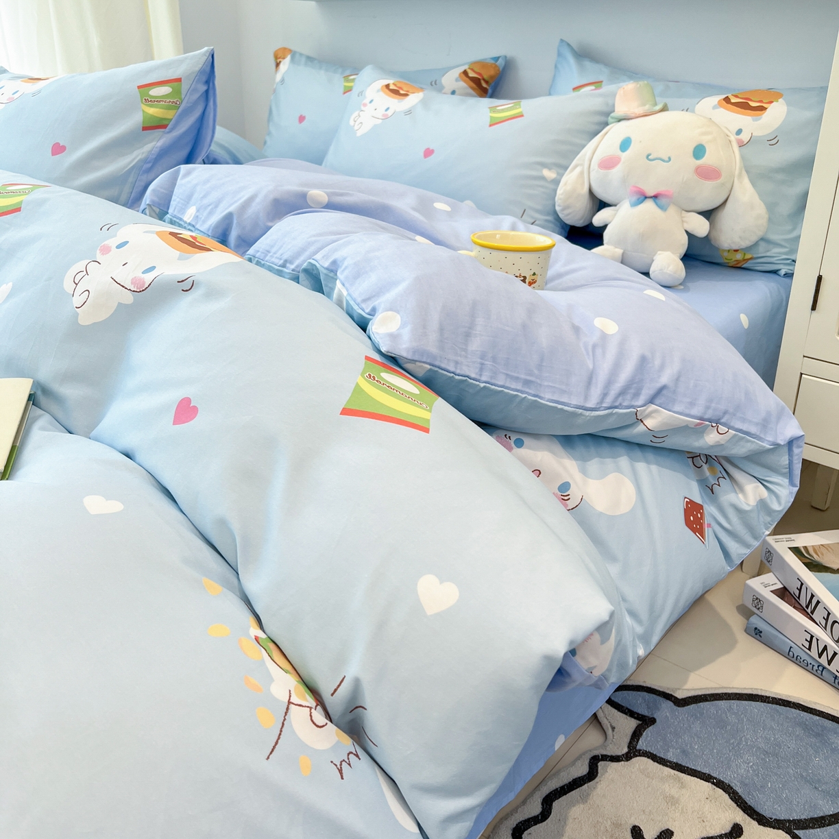 91家纺网 家纺一手货源 找家纺 孩子王家纺 2026新款卡通A类全棉纯棉正版授权小版三丽鸥系列四件套（含防伪码） 汉堡大耳狗