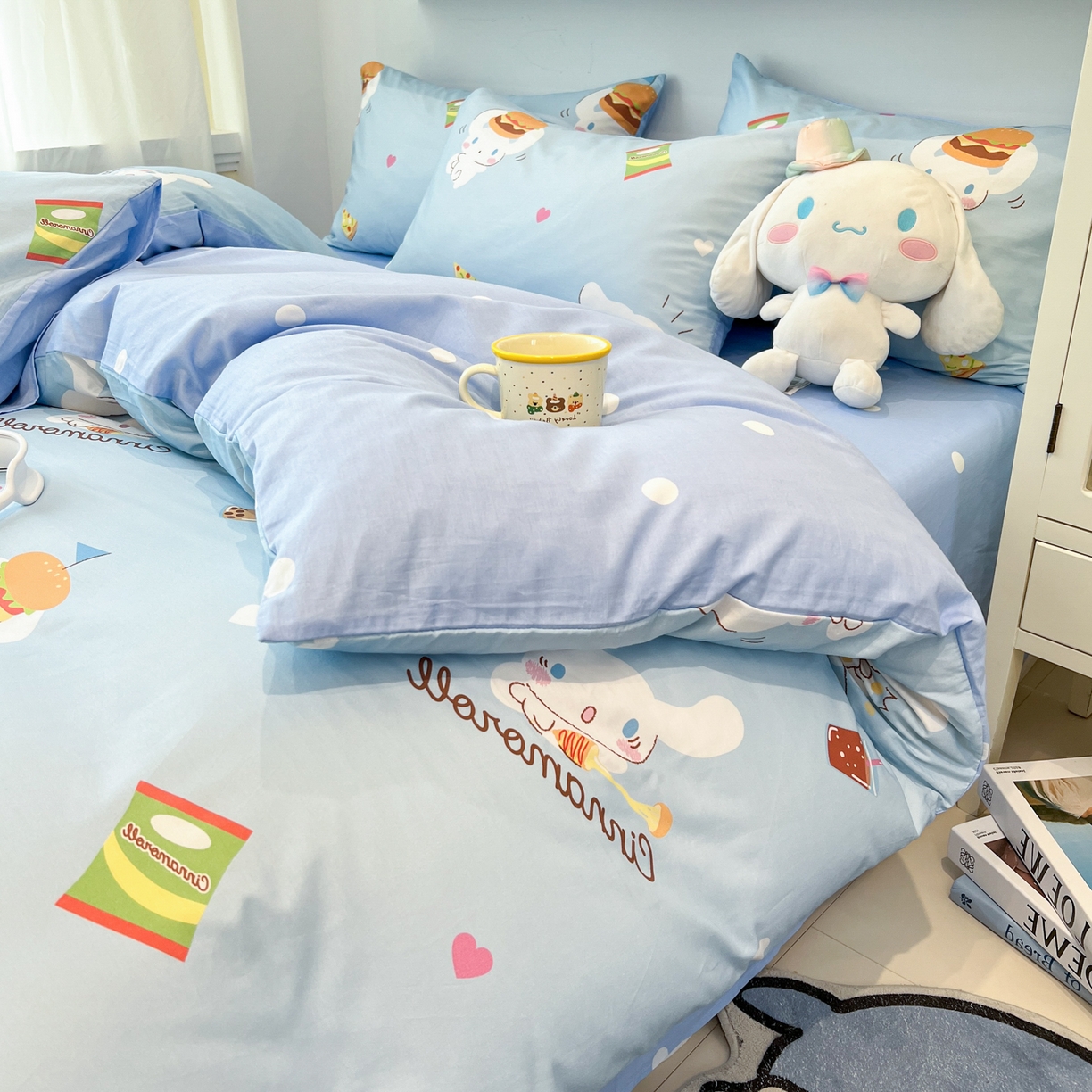 91家纺网 家纺一手货源 找家纺 孩子王家纺 2026新款卡通A类全棉纯棉正版授权小版三丽鸥系列四件套（含防伪码） 汉堡大耳狗