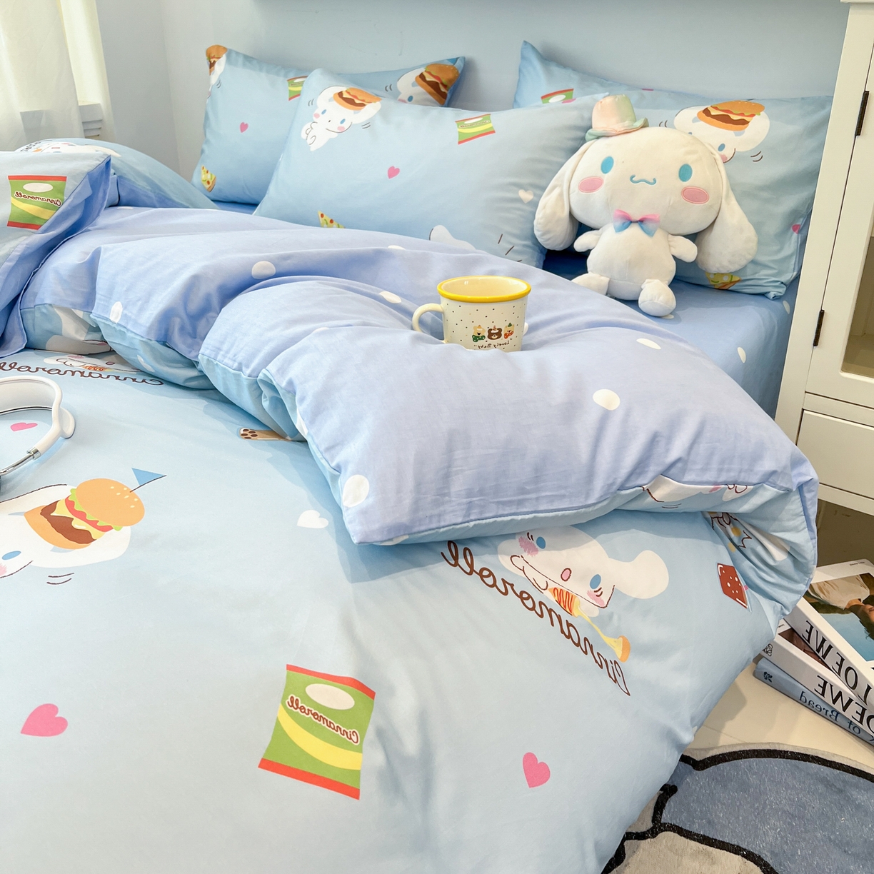 91家纺网 家纺一手货源 找家纺 孩子王家纺 2026新款卡通A类全棉纯棉正版授权小版三丽鸥系列四件套（含防伪码） 汉堡大耳狗