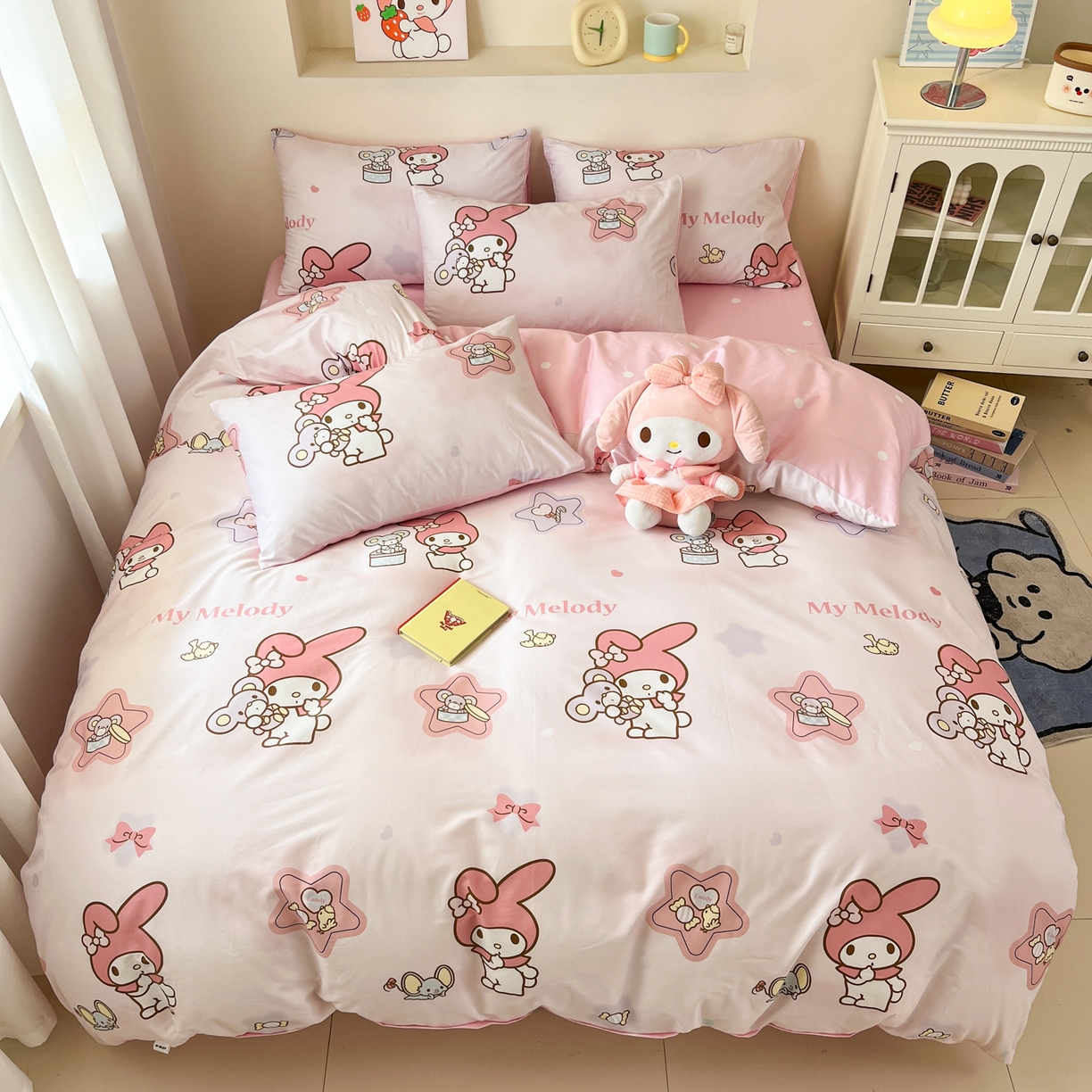 91家纺网 家纺一手货源 找家纺 孩子王家纺 2026新款卡通A类全棉纯棉正版授权小版三丽鸥系列四件套（含防伪码） 纯真美乐蒂